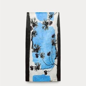 Zara palm tree pencil midi skirt